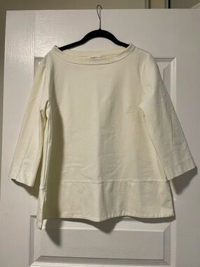 Women's Cream Boatneck Tunic Top